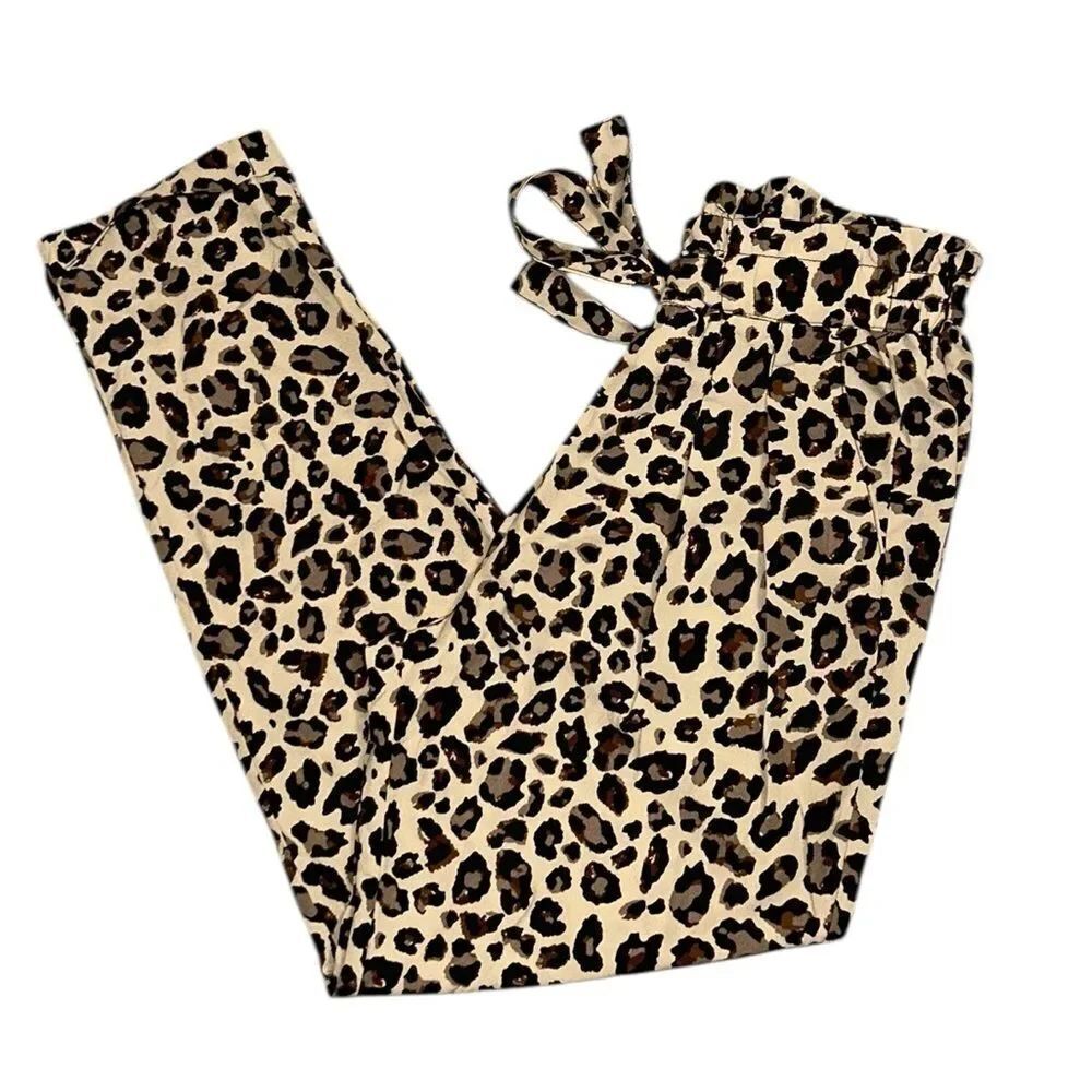 Almost Famous Leopard Print Lightweight Ankle Length Pants(Size Medium)